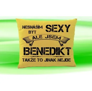 Dekorativní polštářek Polštář se jménem BENEDIKT Béžový (Polštářek nesnáším být sexy )
