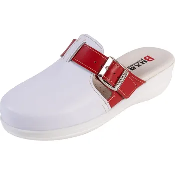 Pracovní obuv Buxa MED20 Dámská zdravotní obuv bílá s červeným páskem přes nárt Velikost: 38