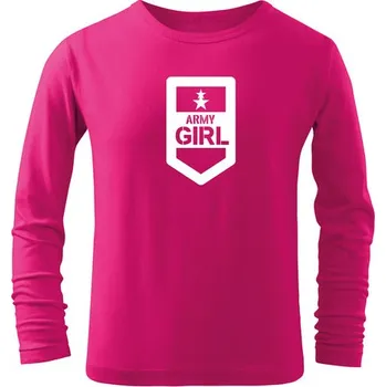 DRAGOWA Dětské dlhé tričko Army girl, růžová