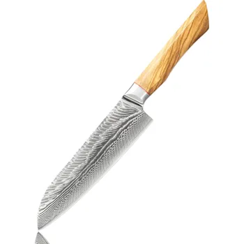 Kuchyňský nůž UG Grill Nůž Santoku 18,2/32cm Damašková ocel 73/olivové dřevo UG Grill