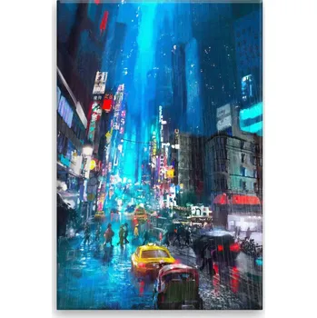 Obraz Obraz na plátně - Večerní deštivé město - 40x60 cm - CZ výroba