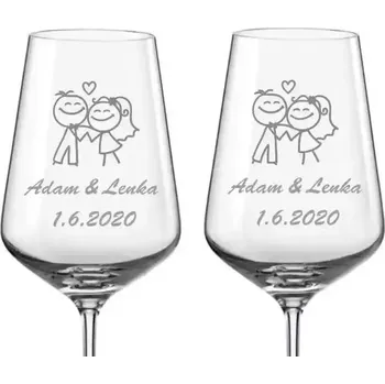 Sklenice Svatební sklenice Novomanželé, 2ks (Do poznámky v nákupním košíku napište jména novomanželů a datum svatby)