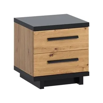 Noční stolek Noční stolek Mins MS08, Barva: dub artisan + dub artisan + černý mat MIRJAN 5902928128888