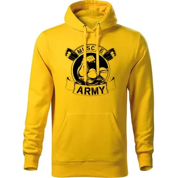 Pánská mikina DRAGOWA pánská mikina s kapucí muscle army original, žlutá 320g / m2