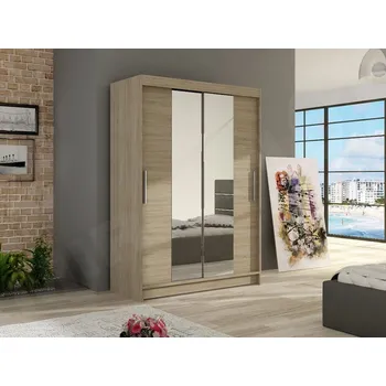 Šatní skříň Skříň s posuvnými dveřmi a zrcadlem Ada II, Barva: sonoma, Osvětlení: bez osvětlení MIRJAN 5902928555912