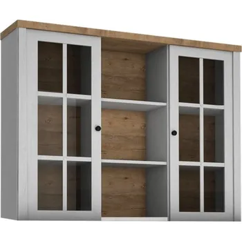 Obývací stěna Vitrína 2D Patty PT19, Osvětlení: osvětlení LED - bílé, Barva: borovica andersen + borovica andersen + dub lefkas tmavý MIRJAN 5903211141591