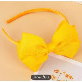 Dětská vlasová čelenka s mašličkou ve žluté barvě (Vlasové doplňky )