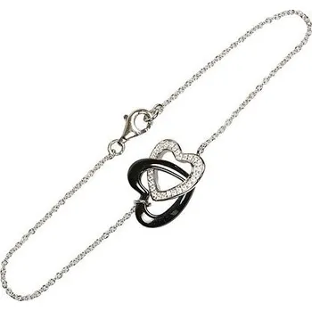 Náramek Stříbrný náramek s keramickým srdíčkem délka náramku 18cm