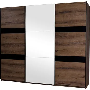 Šatní skříň Skříň Verdek SZ250 VD13, Barva: dub monastery / dub monastery + černý lesk, Osvětlení: bez osvětlení MIRJAN 5902928379815