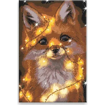 Diamantové malování Diamantové malování - Liška se světýlky - 40x60 cm, bez dřevěného rámu - CZ výroba