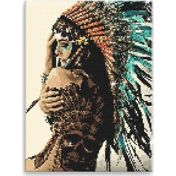 Diamantové malování Diamantové malování - Indigenous Woman 03 - 30x40 cm, bez dřevěného rámu - CZ výroba