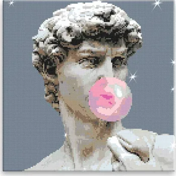 Diamantové malování Diamantové malování - Socha Davida s bublinou - 40x40 cm, bez dřevěného rámu - CZ výroba