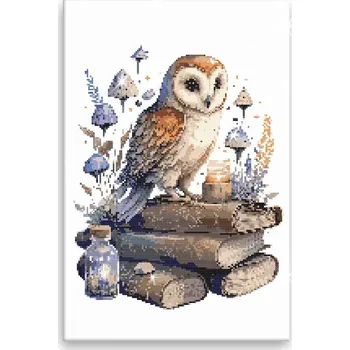 Diamantové malování Diamantové malování - Moudrá sova - 40x60 cm, bez dřevěného rámu - CZ výroba