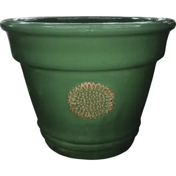 Květináč Květináč keramický Lafiora slunečnice Ø36 x 29 cm zelený