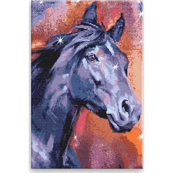 Diamantové malování Diamantové malování - Černý hřebec - 40x60 cm, bez dřevěného rámu - CZ výroba