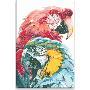 Diamantové malování Diamantové malování - Dva papoušci 02 - 40x60 cm, bez dřevěného rámu - CZ výroba