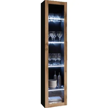 Obývací pokoj Vitrína Zigo sklo 180, Osvětlení: osvětlení LED - modré, Barva: černý / wotan MIRJAN 5903211077586