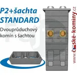 Komínová sestava STANDARD P2+šachta, 9 m, 180-45°/180-45°, 2x čistič