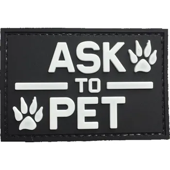 Nášivka WARAGOD Ask to pet PVC nášivka, černá