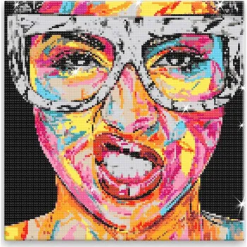 Diamantové malování Diamantové malování - Dívka s brýlemi - 40x40 cm, bez dřevěného rámu - CZ výroba