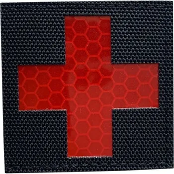 Nášivka WARAGOD nášivka Reflective Fabric Cross Medic Patch Black and Red