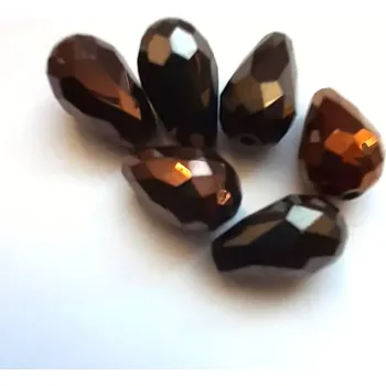 Materiál na výrobu šperku korálek broušený, tvar hruška hnědá