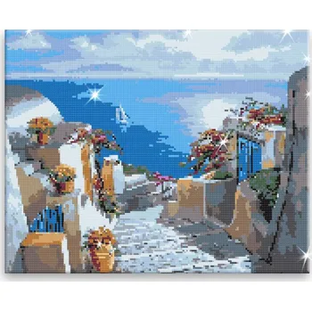 Diamantové malování Diamantové malování - Schody k moři - 50x40 cm, plátno vypnuté na rám - CZ výroba