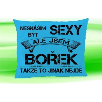 Dekorativní polštářek Moon River BOŘEK polštářek se jménem tyrkysový velikost 30x40 cm (Polštářek nesnáším být sexy )