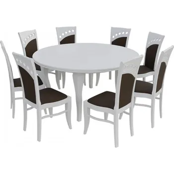 Jídelní stůl Jídelní set pro 8 osob - RK031, Barva dřeva: bílá, Potah: Casablanca 2308 MIRJAN 5902928430271