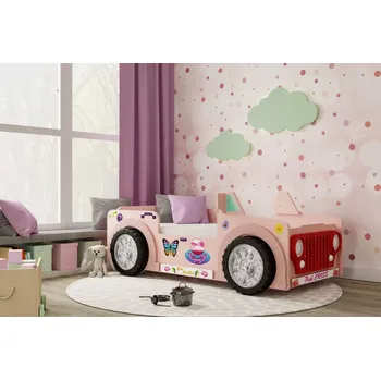 Dětská postel Dětská postel Jeep Pink 190x90 (rošt + matrace Zdarma)