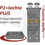 Komínová sestava PLUS P2+šachta, 10 m, 200-45°/180-45°, 2x čistič