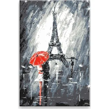 Diamantové malování Diamantové malování - Pod Eiffelovkou - 40x60 cm, bez dřevěného rámu - CZ výroba