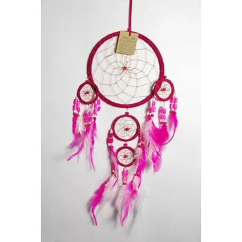 Lapač snů Lapač snů s růžový s kostními korálky 40 cm