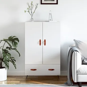 přebalovací pult a komoda Petrashop Skříň highboard lesklá bílá 69,5 x 31 x 115 cm kompozitní dřevo Bílá828206