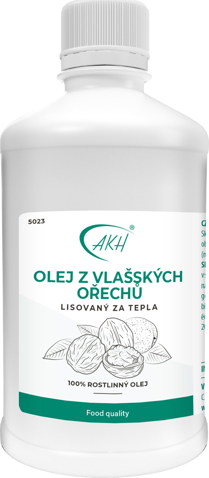 AKH OLEJ Z VLAŠSKÝCH OŘECHŮ lisovaný za tepla 500 ml