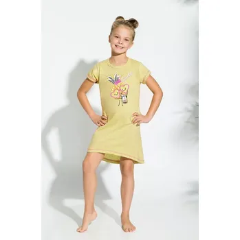 Taro, dětská noční košile 2093-Matylda, krátký rukáv, žlutá, vel. 104