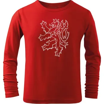 Chlapecké tričko DRAGOWA Dětské dlhé tričko Český lev, červená
