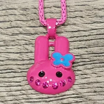 Řetízek Dětský růžový řetízek s kamínky - zajíc