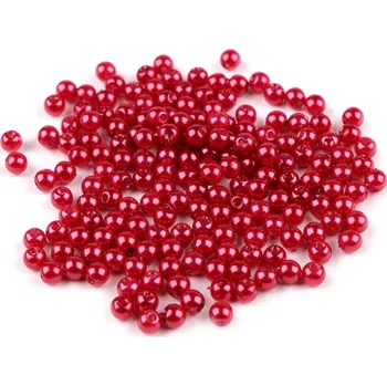 Šperk Plastové voskové korálky / perly Glance Ø5 mm, barva F78 červená perlová