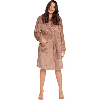 Dámský župan Lehký béžový župan s vázáním v pase, Béžová L i41_9999932402_2:béžová_3:L_