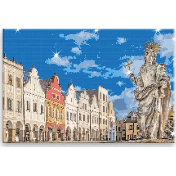Diamantové malování Diamantové malování - Náměstí Telč 04 - 60x40 cm, bez dřevěného rámu - CZ výroba