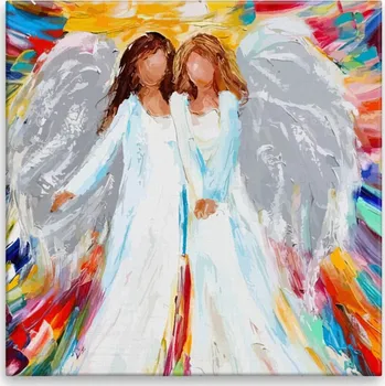 Obraz Obraz na plátně - Dva andělé v barvách - 40x40 cm - CZ výroba
