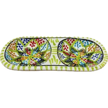 Miska pro psa Dvojmiska zelená 21x10 cm