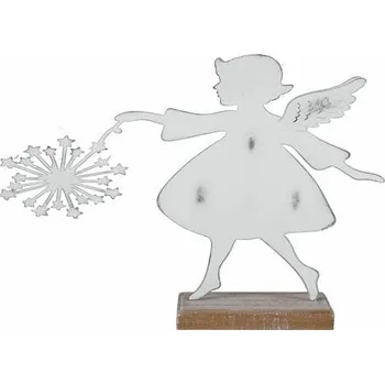 Vánoční dekorace Dekorace anděl na podstavci, bílá, 25,5x28x5,5cm, ks|Ego Dekor
