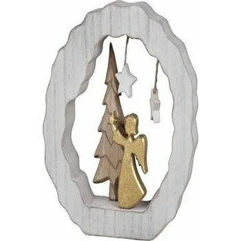 Dekorace anděl v kruhovém podstavci, zlatá, 21x21,5x4cm, ks|Ego Dekor