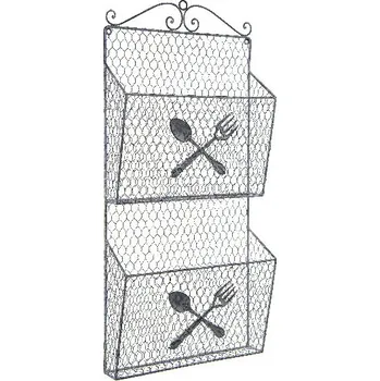 Úložný box Koš na noviny a časopisy nástěnný - 2 patra, kovový, 9 x 70 x 33 cm|Ego Dekor