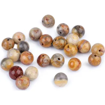 Korálek Minerální korálky Achát žlutý Ø8 mm 15 kusů - achát žlutý