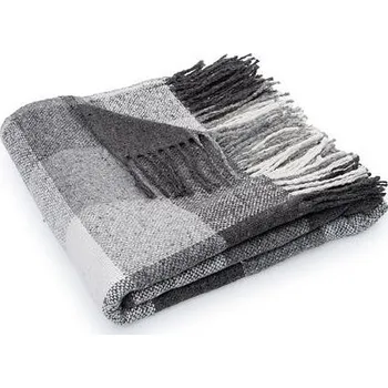 deka Vlnka Pléd s ovčí vlnou Woolee káro šedá velikost lůžkovin 135x200