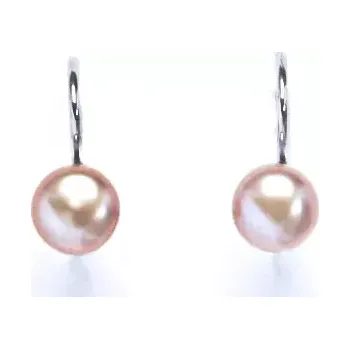 Náušnice Stříbrné náušnice přírodní perla růžová - NK1183m (Stříbrné náušnice s přírodní perlou 5,5 mm)