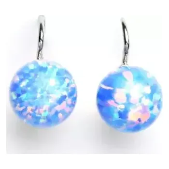Náušnice Stříbrné náušnice světle modrý opál - NK1298 (Stříbrné náušnice s opálem 10 mm)